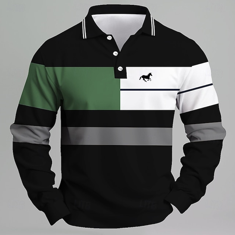 Golf Equipment Brands - Camisa polo masculina listrada com logotipo