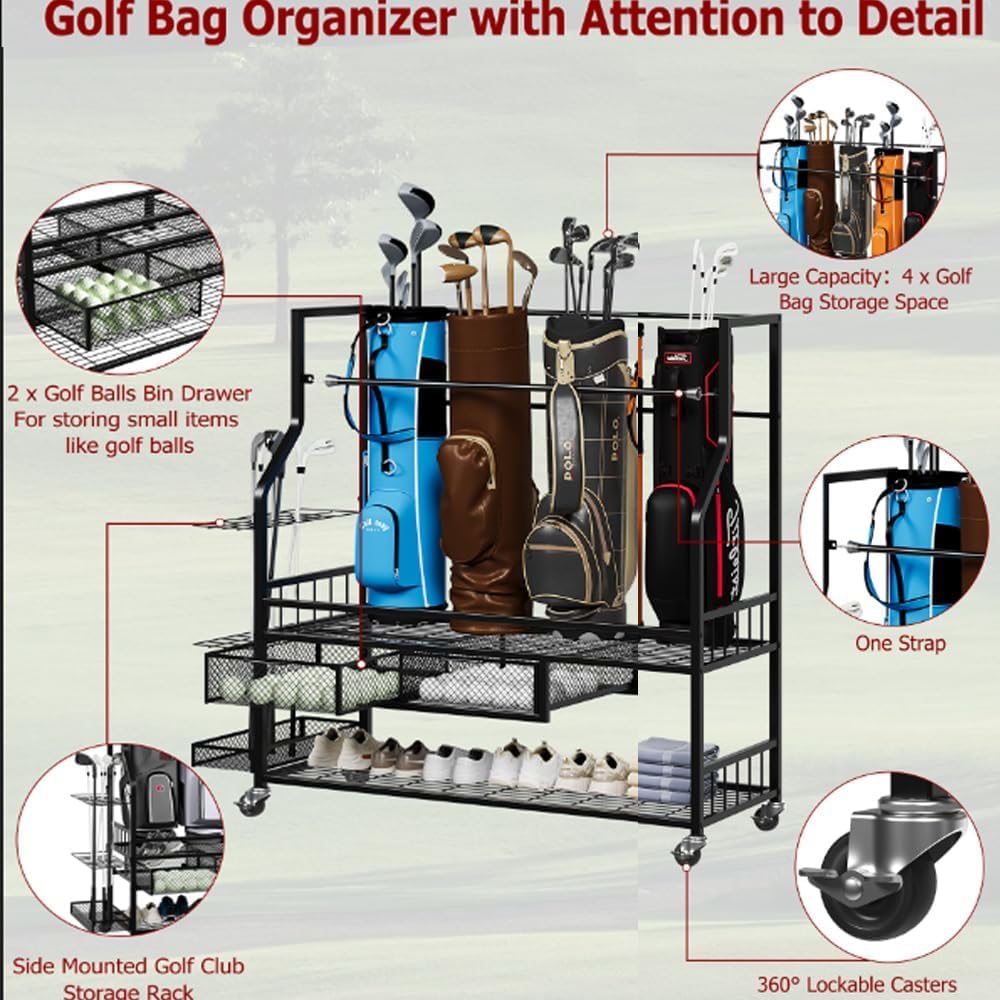 Golf Equipment Garage Organizer - Organizador de Garagem para Bolsas de