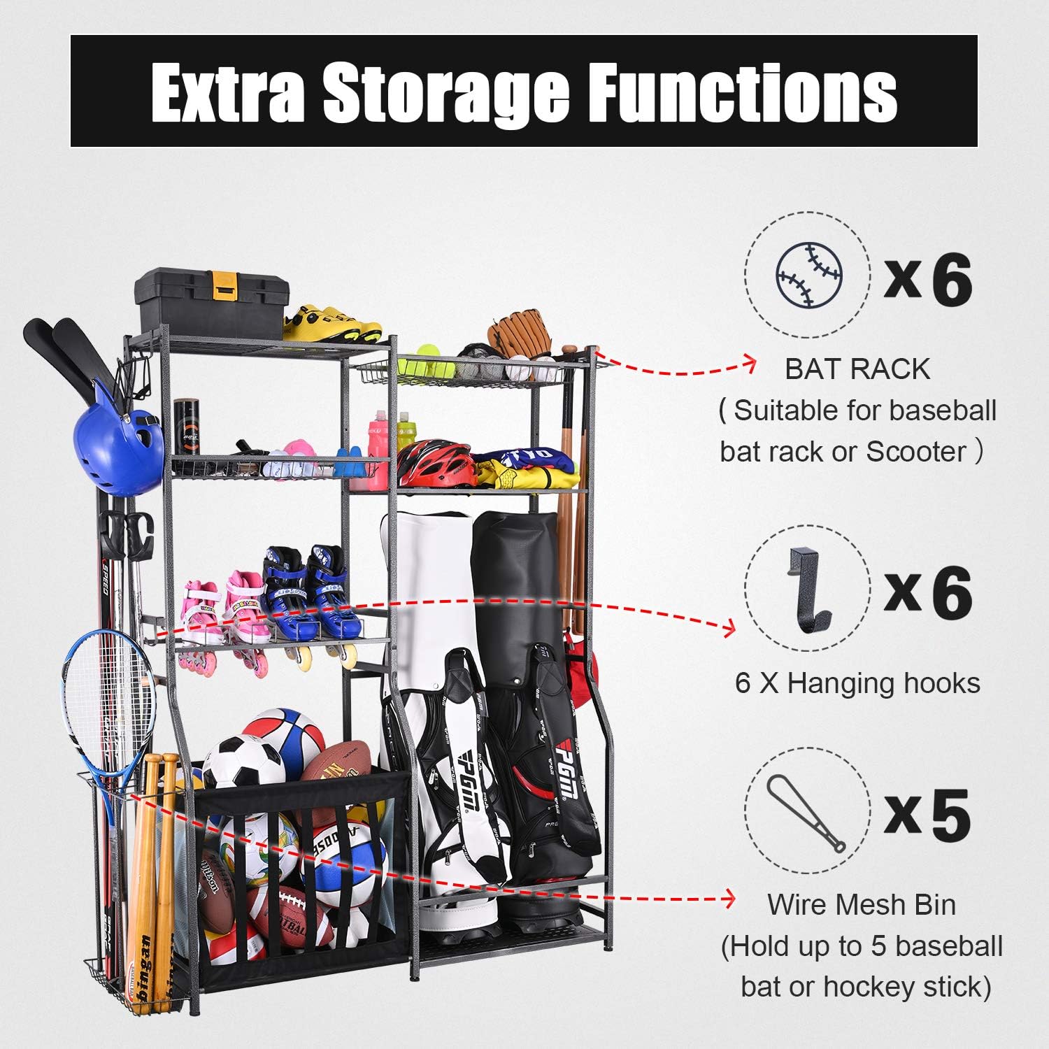 Suporte de Armazenamento de Eq - Golf Equipment Garage Organizer avaliação e preço