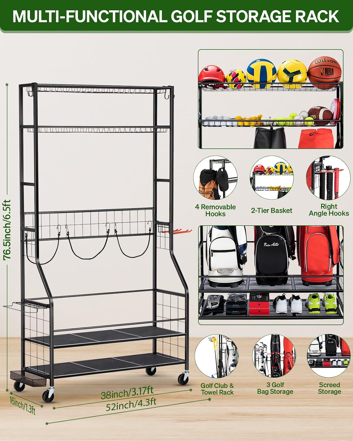Suporte Organizador de Bolsas  - Golf Equipment Garage Organizer avaliação e preço
