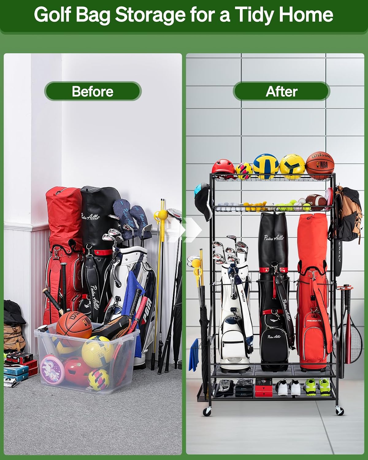 Suporte Organizador de Bolsas  - Golf Equipment Garage Organizer avaliação e preço